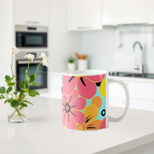 Caneca De Café Brilhos Cor-de-rosa e Amarelo no Estilo Azul-Céu- 