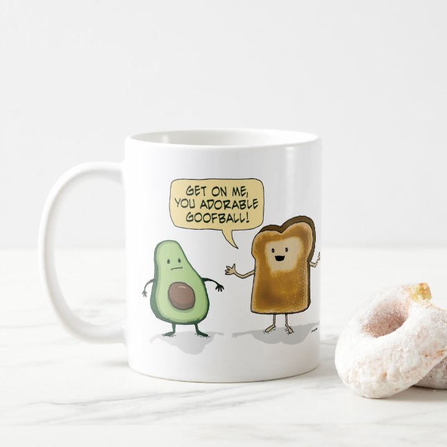 Caneca De Café Brincadeira de Avocado, bonita e engraçada (Com Donut)