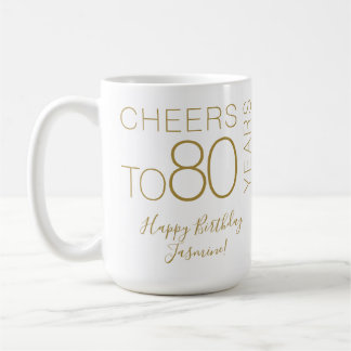 Caneca De Café Brinde a 80 Anos Presente de Aniversário Ouro Bran