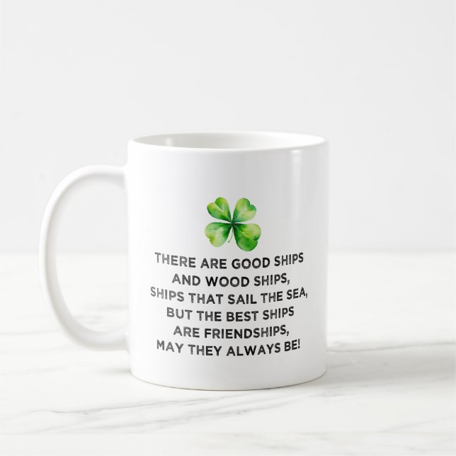 Caneca De Café Brinde de Amizade Irlandesa Trevo de 4 Folhas St P (Esquerda)
