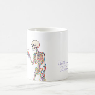 Caneca De Café Brinde do Esqueleto Fantasma com Texto Personaliza
