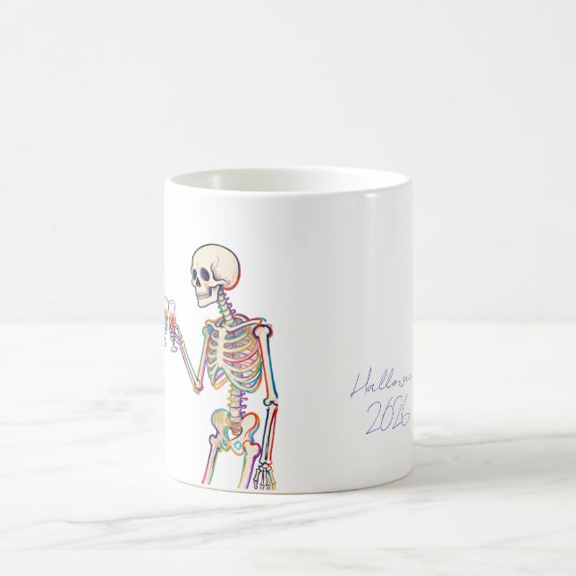 Caneca De Café Brinde do Esqueleto Fantasma com Texto Personaliza (Centro)
