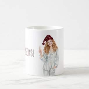 Caneca De Café Brindes de Champanhe Borgonha Natal Ruiva Feminina