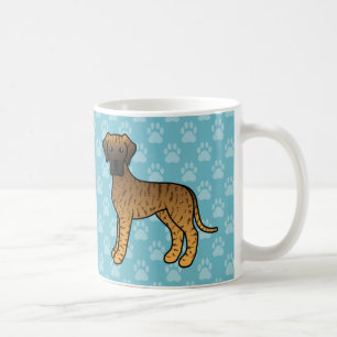 Caneca De Café Brindle Cartoon Great Dane Dogs On Blue