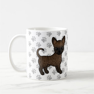 Caneca De Café Brindle Smooth Casaco Chihuahua Cartoon Cão e pata