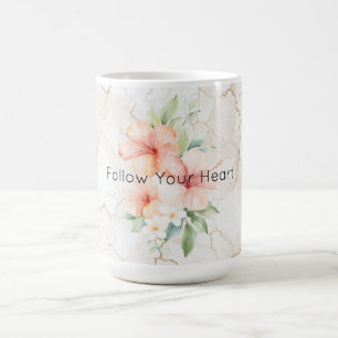 Caneca De Café Brisa de Verão Bege Pêssego Hibisco