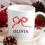 Caneca De Café Brisa vermelha do arco elegante<br><div class="desc">Uma fita de arco vermelho tradicional e elegante,  simples,  escrita na tendência de Natal Feriado,  favorece a caneca de presente decor.</div>