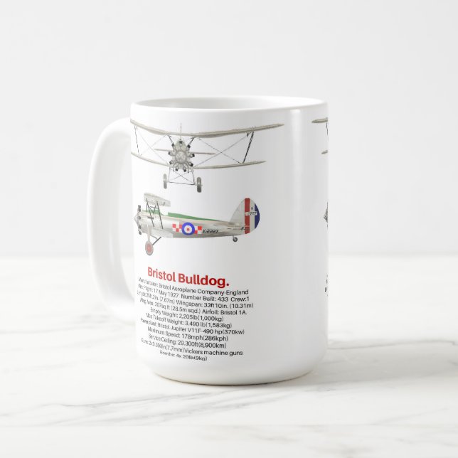 Caneca De Café Bristol Bulldog Biplane (Frente Esquerda)