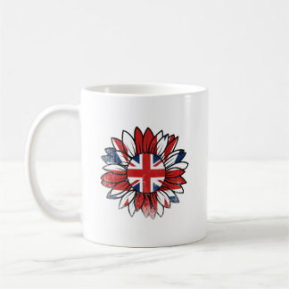 Caneca De Café British Flag Sunflower Distressed Design