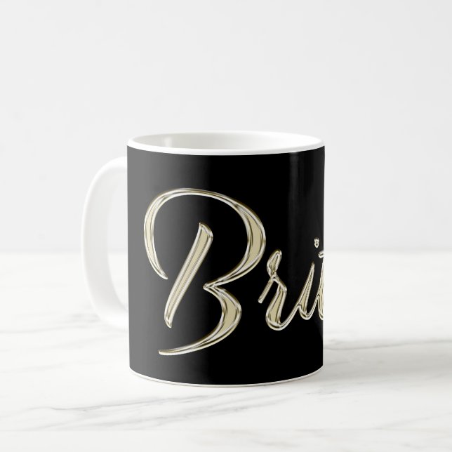 Caneca De Café Britta white gold Handwriting Tasse Kaffeetasse (Frente Esquerda)
