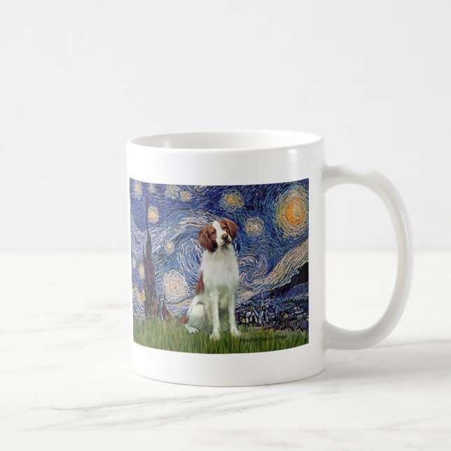 Caneca De Café Brittany Spaniel 3 - Noite Estrelada (Direita)