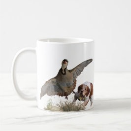 Caneca De Café Brittany Spaniel caçando partucho chukar, Art