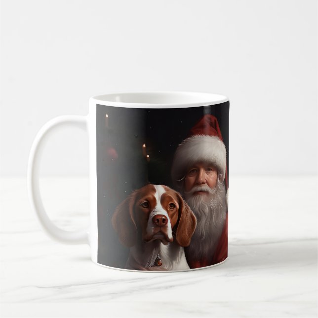 Caneca De Café Brittany Spaniel com Natal (Esquerda)