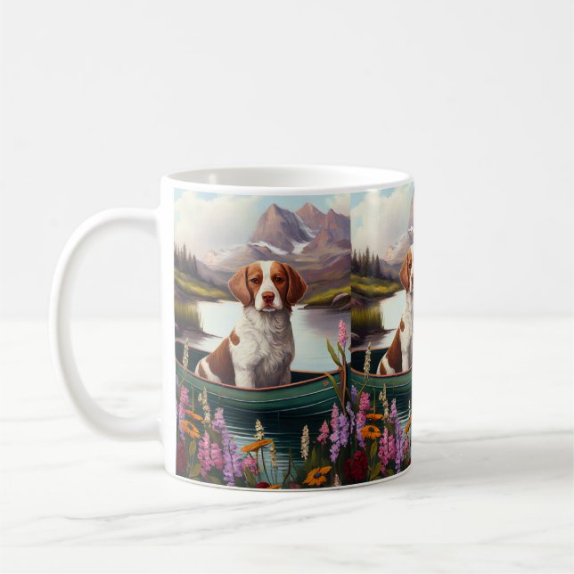 Caneca De Café Brittany Spaniel em um Paddle: Uma aventura Cênica (Esquerda)