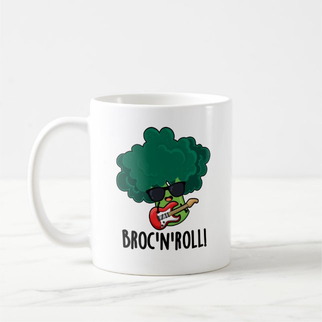 Caneca De Café Brock n Roll Funny Veggie Broccoli Pun (Esquerda)
