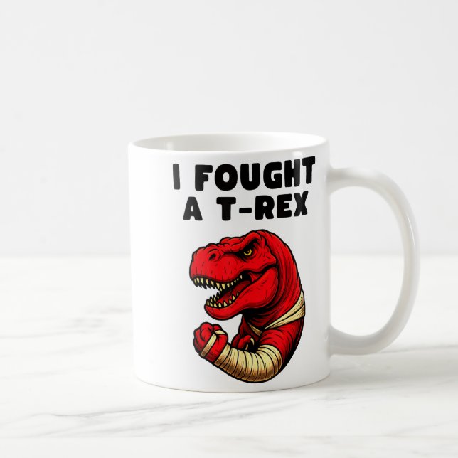 Caneca De Café Broken Arm Recovery T-rex Kids Boys Dinosaur  (Direita)