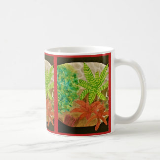 Caneca De Café Bromelias e aguarela da samambaia