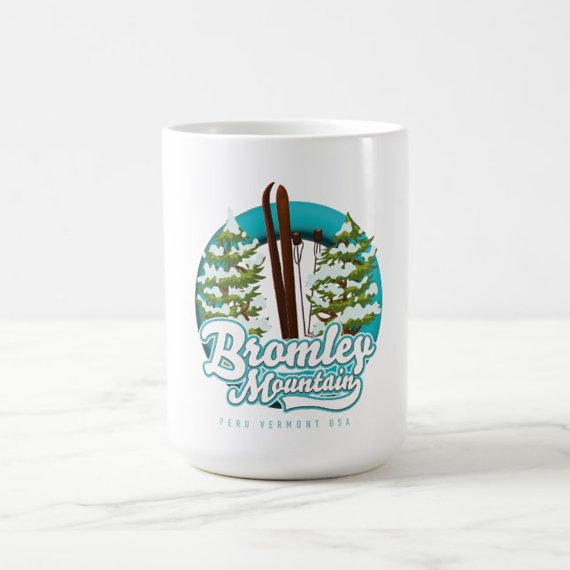 Caneca De Café Bromley Mountain Peru Vermont Ski logotipo america (Centro)