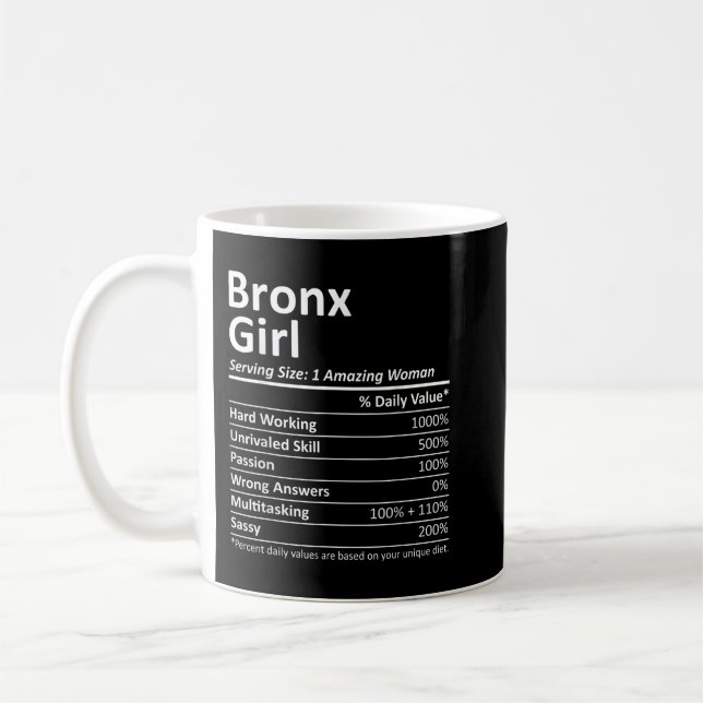 Caneca De Café BRONX GIRL NY NEW YORK Funny City Home Raízes EUA  (Esquerda)
