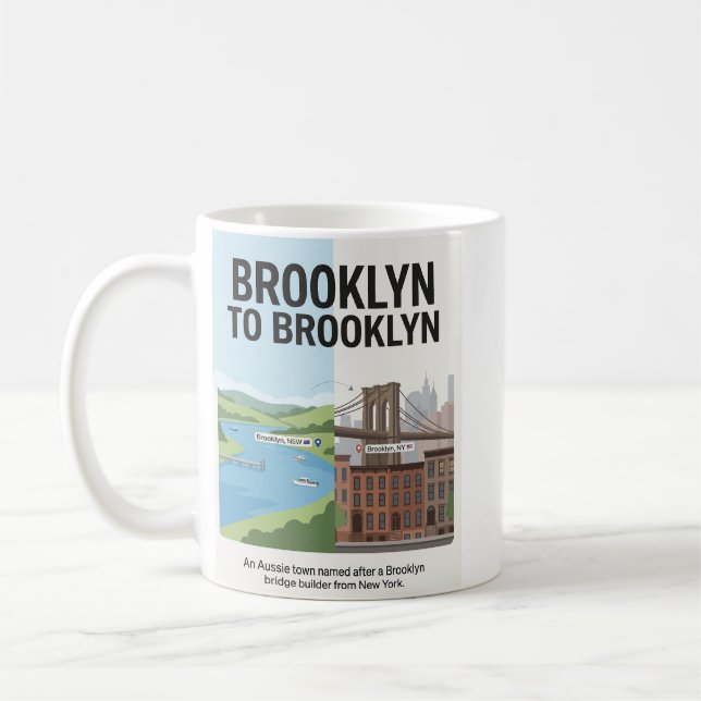 Caneca De Café Brooklyn: Austrália + Conexão Gêmea de Nova York (Esquerda)