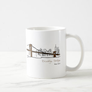 Caneca De Café Brooklyn bridge Nova Iorque ilustração ao traço