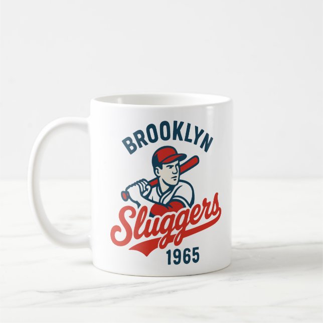 Caneca De Café Brooklyn Sluggers 1965 - Vintage Baseball (Esquerda)