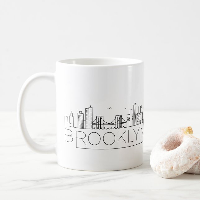 Caneca De Café Brooklyn Stylized Skyline Coffee Mug (Com Donut)