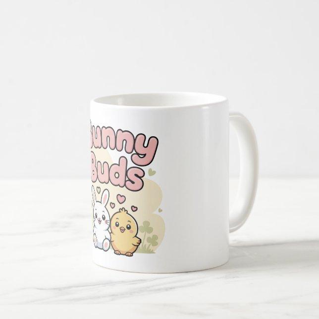 Caneca De Café Brotinhos de Coelho Pastel Adorável de Primavera (Frente Esquerda)