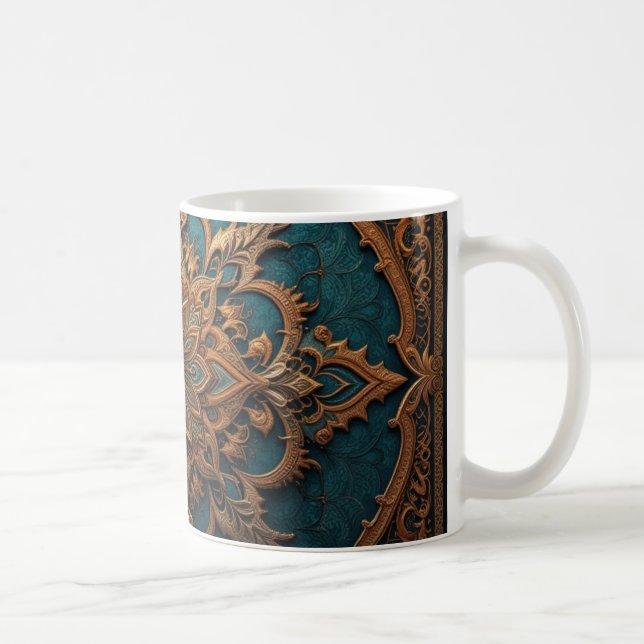 Caneca De Café Brown-Aqua Elegance (Direita)