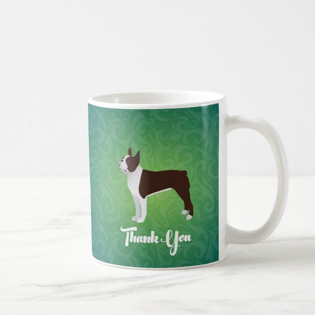 Caneca De Café Brown Boston Terrier Obrigado Nota Design (Direita)