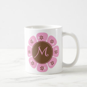 Caneca De Café Brown e monograma cor-de-rosa M