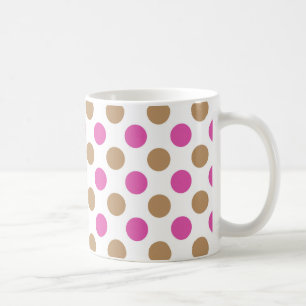 Caneca De Café Brown e teste padrão de bolinhas cor-de-rosa