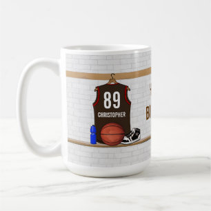 Caneca De Café Brown personalizado e jérsei vermelho do