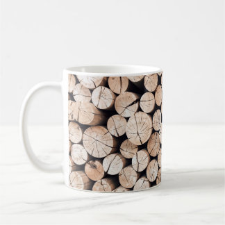 Caneca De Café Brown wooden log lot