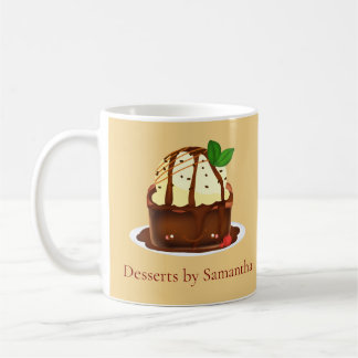 Caneca De Café Brownie de Chocolate Com Sorvete de Baunilha