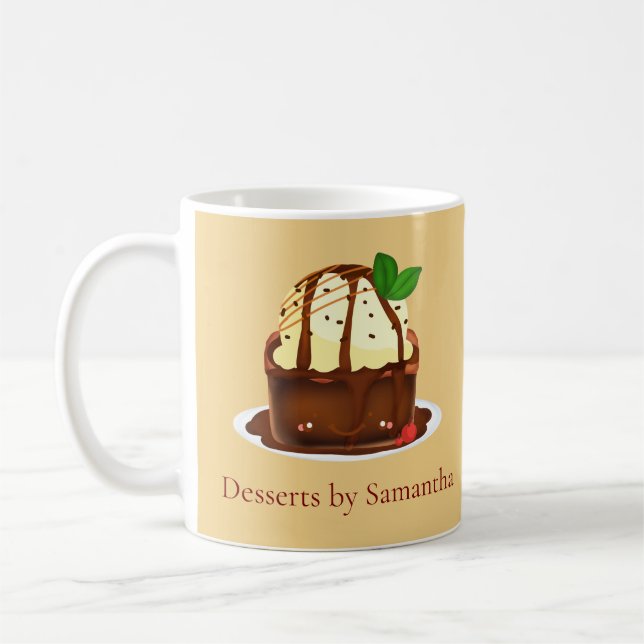 Caneca De Café Brownie de Chocolate Com Sorvete de Baunilha (Esquerda)