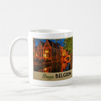 Caneca De Café Bruges Belgium À Noite