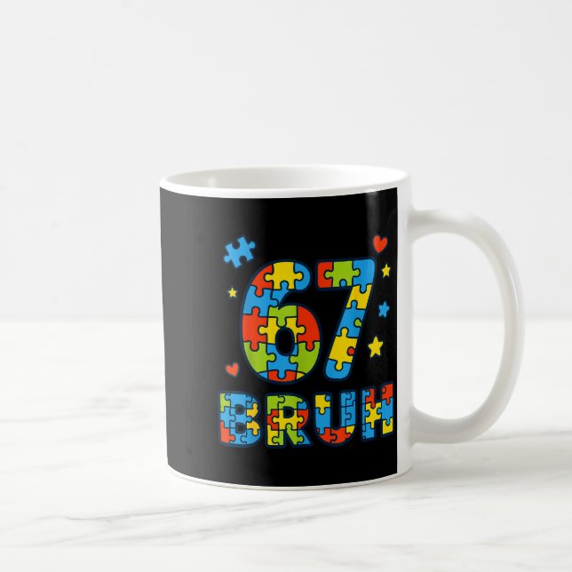 Caneca De Café Bruh 6 7 Funny Six Seven Autism Awareness Kids Tea (Direita)