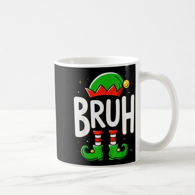 Caneca De Café Bruh Christmas Elf Pajamas For Mens Kids Teen Boys (Direita)