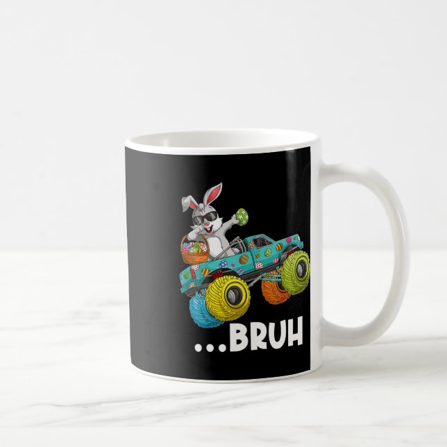 Caneca De Café Bruh Dabbing Bunny Felz pascoa Monster Truck Love (Direita)