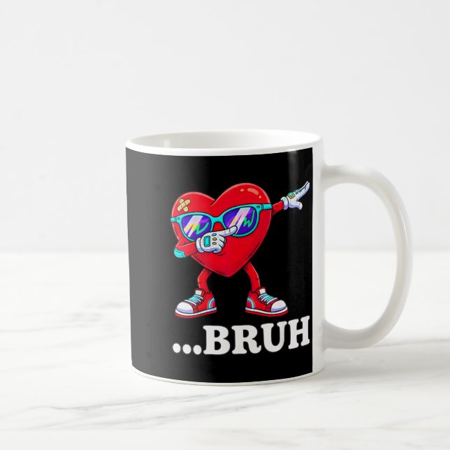 Caneca De Café Bruh Dabbing Heart Funny Kids Boys Mens Valentine  (Direita)