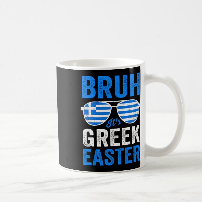 Caneca De Café Bruh É uma Páscoa grega Engraçada Retro Páscoa Gre (Direita)