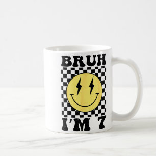 Caneca De Café Bruh Estou 7 Sete Anos de Idade Aniversário Sorris