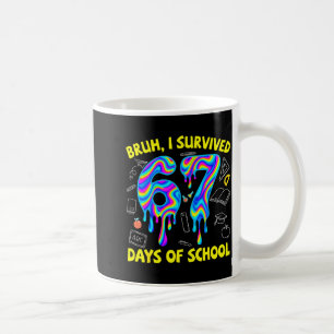 Caneca De Café Bruh eu sobrevivi 67 dias de escola engraçado seis