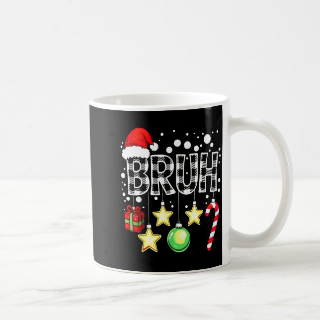 Caneca De Café Bruh Funny Christmas Kids Buffalo Plaid Xmas  (Direita)