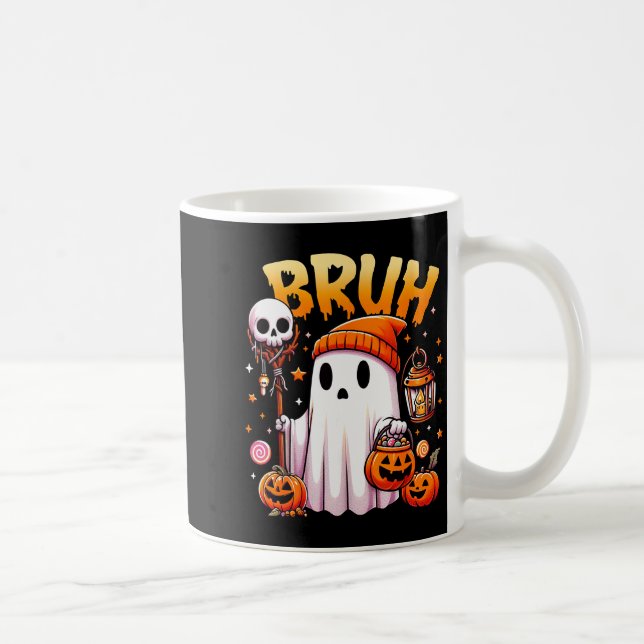 Caneca De Café Bruh Ghost Halloween Cute Ghost Trick Or Treat Can (Direita)