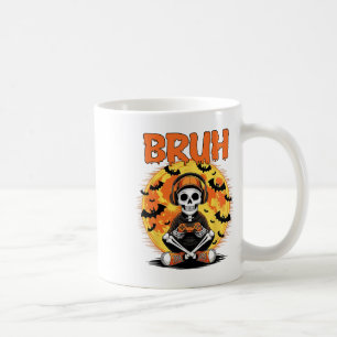 Caneca De Café Bruh Halloween Boys Kids Gamer Mens Skeleton Vídeo