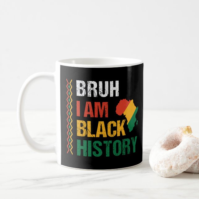 Caneca De Café Bruh I Am Black History (Com Donut)