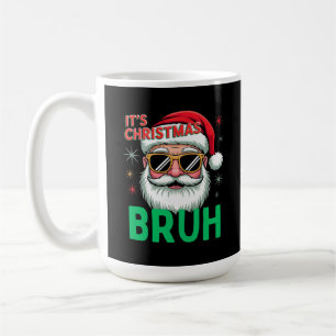 Caneca De Café Bruh It's Christmas Retro Papais noeis Meme Engraç