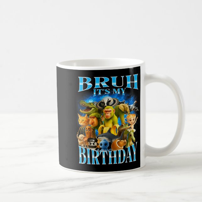 Caneca De Café Bruh It's My Birthday Funny Brainrot  (Direita)